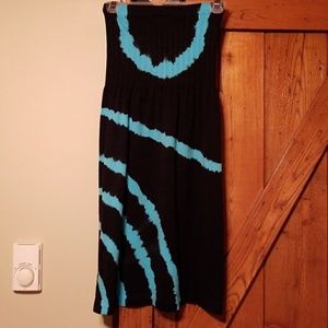 Pull on Black and aqua beach cover-up